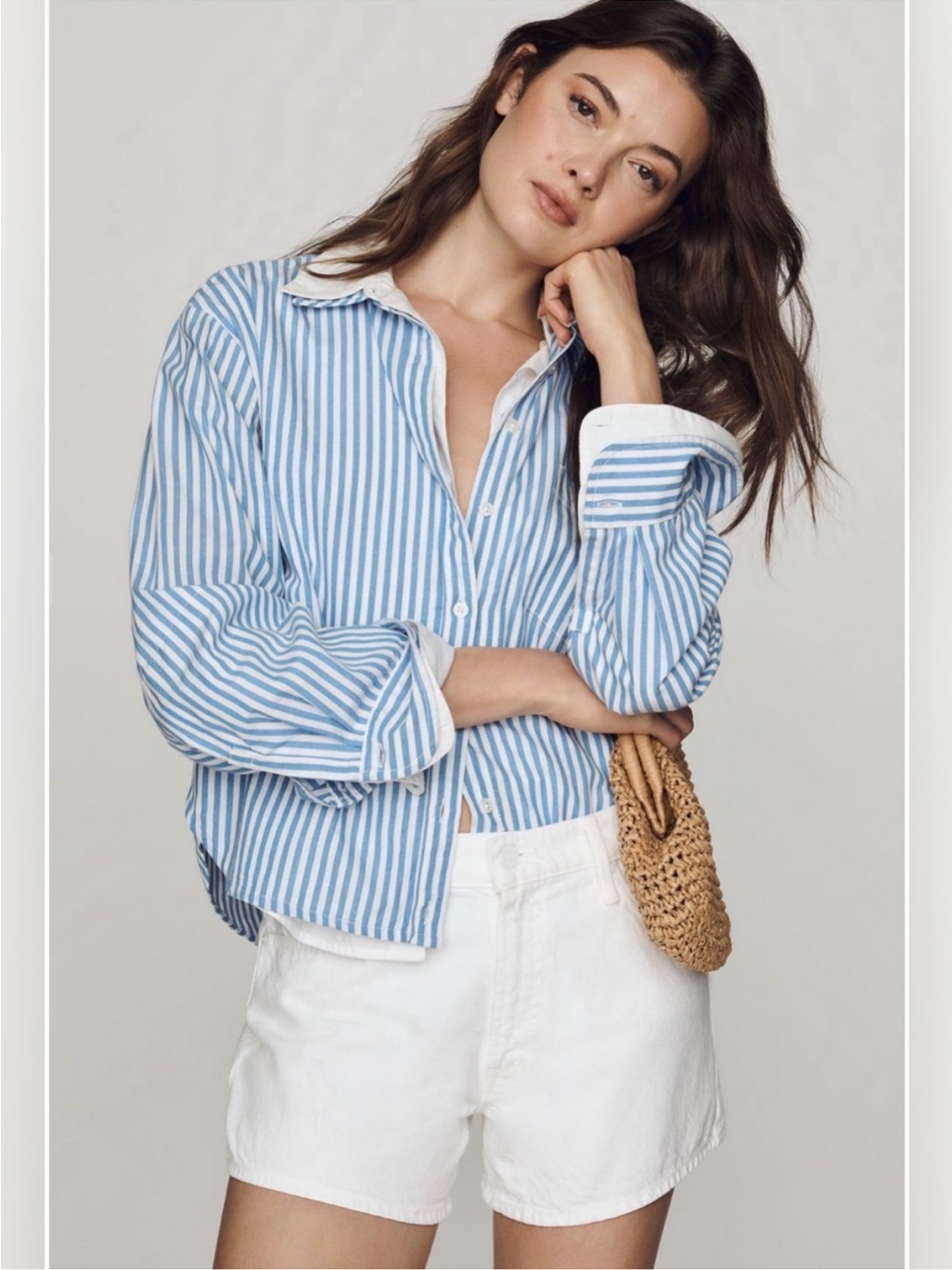 Mother The Dodger Denim Shorts In Picket Fence